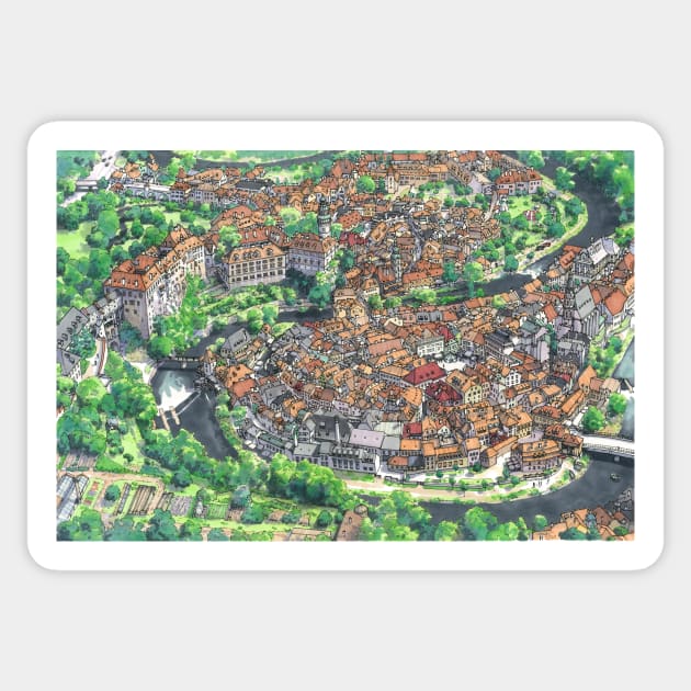 Cesky Krumlov Sticker by maxwellillustration